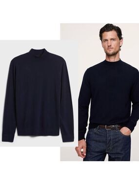 Banana republic men’s navy blue Merino wool sweater Sz L tall